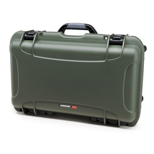 Nanuk 935 DSLR Case with Wheels - Olive - With Lid Organiser