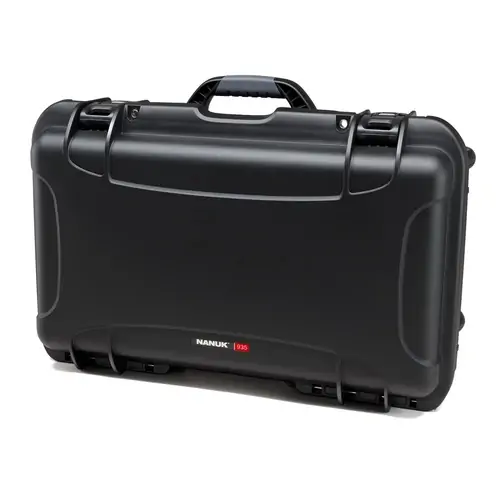 Nanuk 935 Case standing up with telescopic handle extended - Black