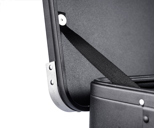 Stainless steel hinges and lid holder.