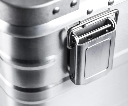 Strong aluminum latches and stainless steel bracket.