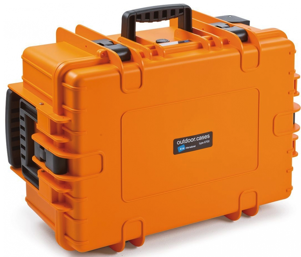 B&W Outdoor Case Type 6700 with Wheels - Orange - Case with Dividers