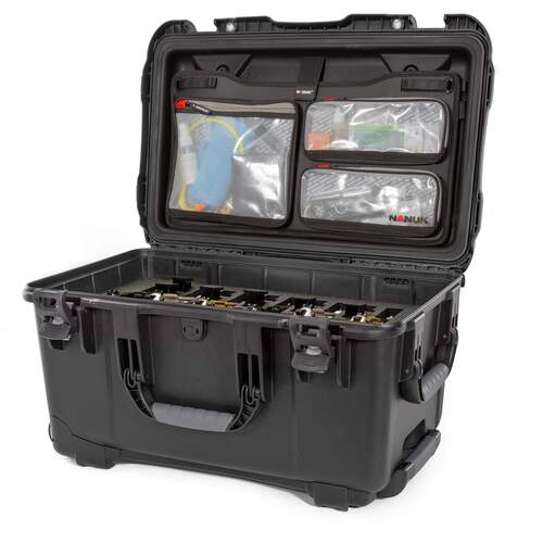 NANUK 938 6 UP Gun Case with Wheels - With Lid Organiser - Black
