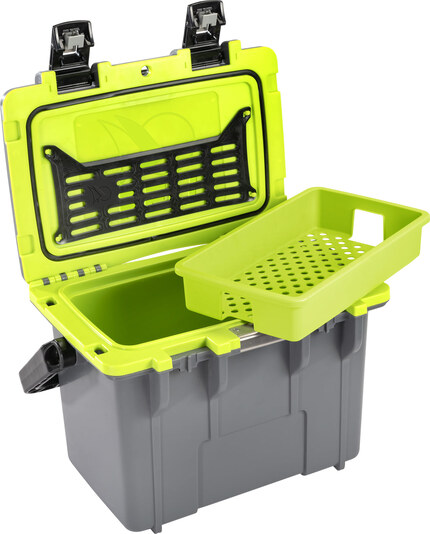 Peli 14QT Personal Cooler: Tan - Kashmir Blue Open