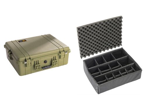Peli 1600 Case With Dividers SPECIAL OFFER - Olive Green
