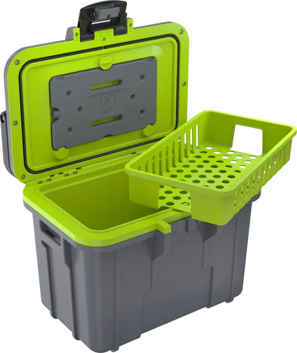 Peli 8QT Personal Cooler: Dark Gray - Green Open