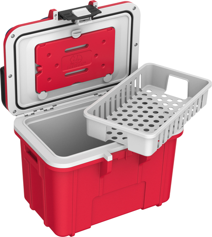 Peli 8QT Personal Cooler: Dark Gray - Green Open