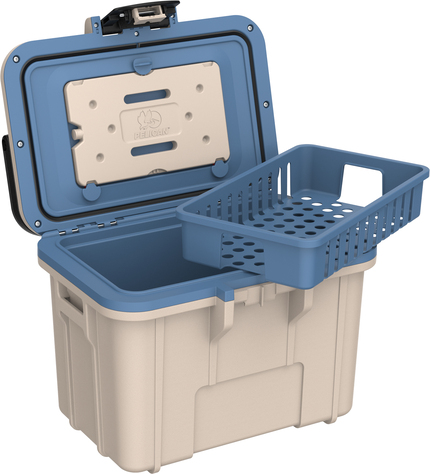 Peli 8QT Personal Cooler: Dark Gray - Green Open