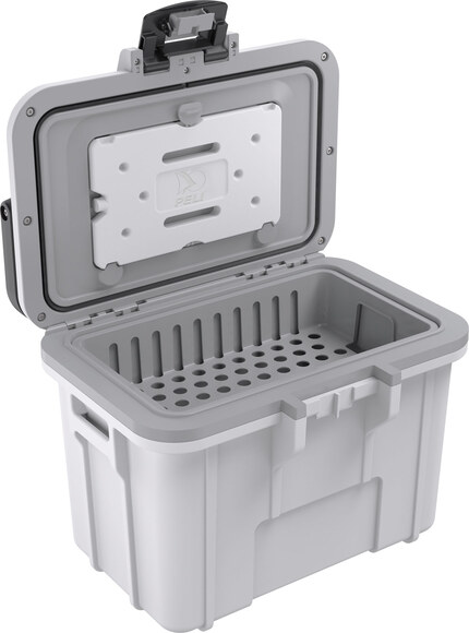 Peli 8QT Personal Cooler: Dark Gray - Green Open