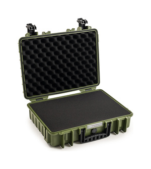 B&W Outdoor Case Type 5040 (PP.162): Bronze Green - Three-Quarter Front Open Foam