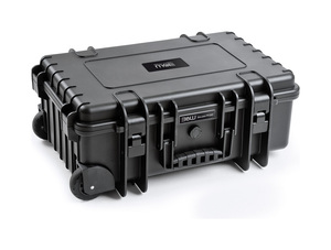 B&W Outdoor Case Type 6600 (PP.260) with Wheels: Black - Three-Quarter Front Open