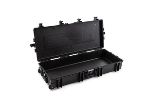 B&W Outdoor Case Type 7200 (PP.860) with Wheels: Black - Three-Quarter Open