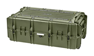 Explorer 10840 Waterproof Case With Wheels - Olive - Front view showing edge castors