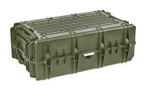 Explorer 10840 Waterproof Case With Wheels - Olive - Front view showing top handle