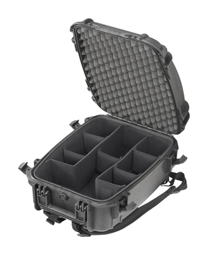 MAX485 Hard Waterproof Backpack Case - Inside View with Dividers