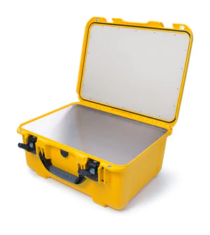 Nanuk 933 Waterproof Hard Case - Yellow - With Aluminium Lid & Base Panels - View showing inside of case