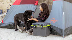 Peli 14QT Personal Cooler: Camping Lifestyle Image