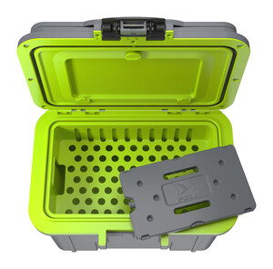 Peli 8QT Personal Cooler: Dark Gray - Green Open