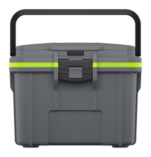 Peli 14QT Personal Cooler: Dark Gray - Green Closed