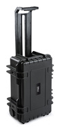 B&W Outdoor Case Type 6600 (PP.260) with Wheels: Black - Three-Quarter Front Upright Handel Extended