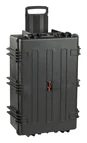 Explorer 7630 Waterproof Case With Wheels - Black Front View with Telescopic Handle Extended