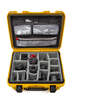 Nanuk 933 Waterproof Hard Case - Yellow - With padded divider set and lid organiser - View showing inside view of case
