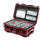 Nanuk 935 case with padded divider set and lid organiser - Burgundy red colour