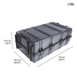 Peli 1780RF Rifle Case - Outside three-quarter view (case closed) - with dimensions superimposed