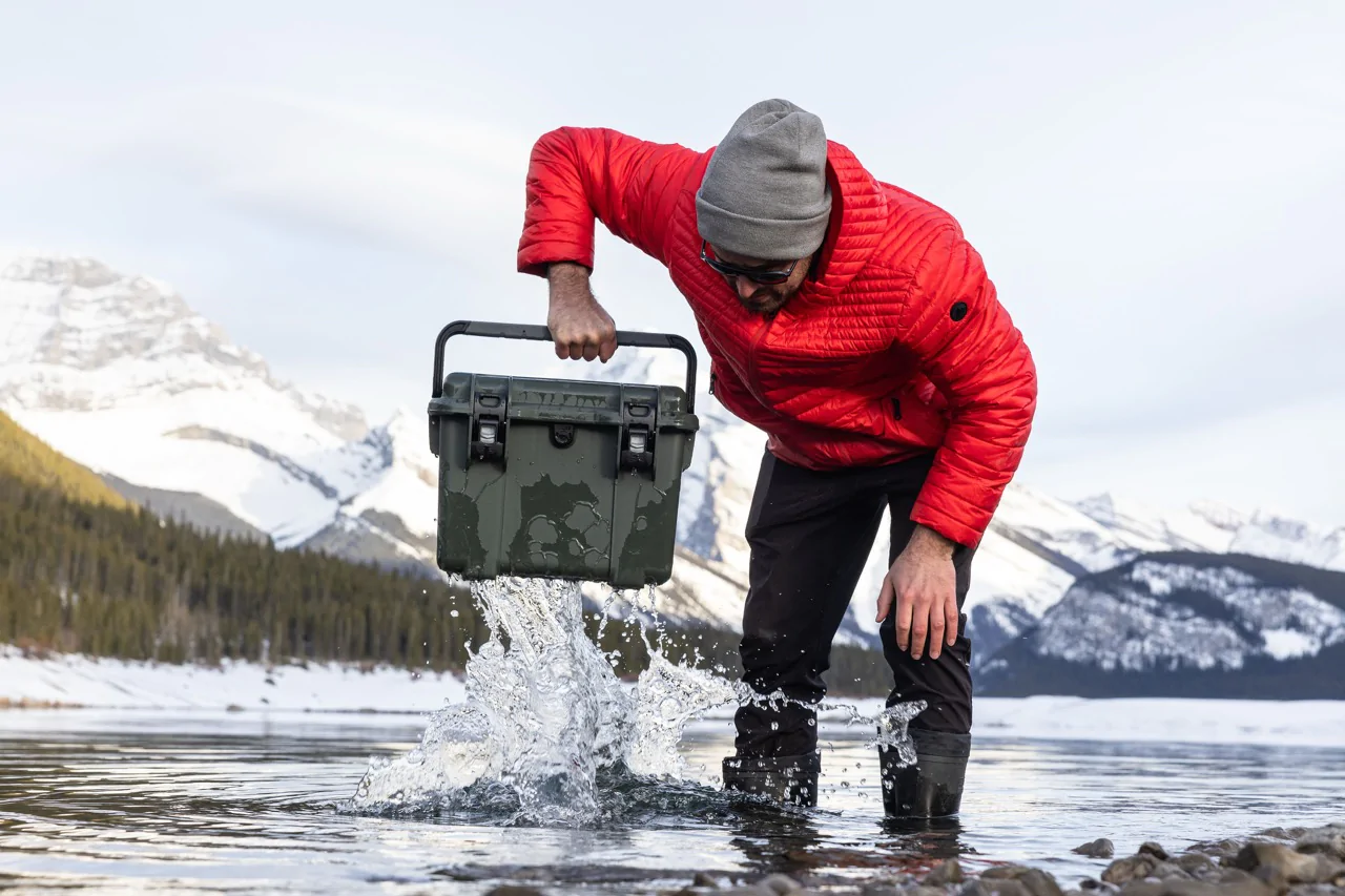 Nanuk T30 Waterproof Case being dipped in water